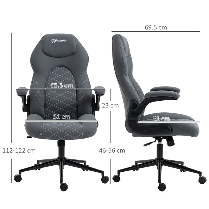 Ergonomic Home Office Desk Chair - Computer Chair with Flip-Up Armrests, Swivel Seat, Tilt Function in Dark Grey - Ideal for Comfortable Work From Home Setup