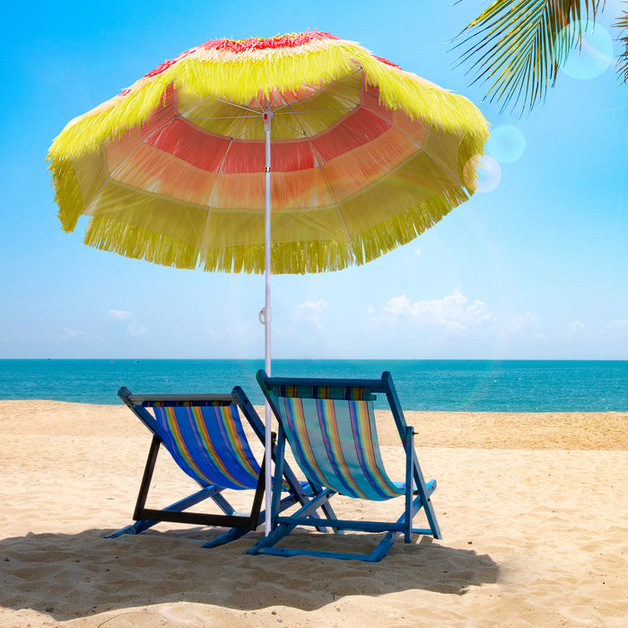 Foldable Hawaii Beach Umbrella - Colorful Rainbow Parasol for Sun Protection - Ideal for Beachgoers and Outdoor Enthusiasts