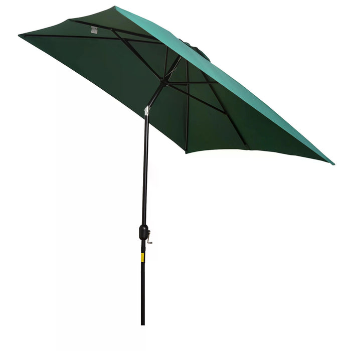 3x2m Rectangular Patio Umbrella - Garden Canopy Sun Shade with Tilt and Crank Features, Steel Frame - Ideal for Outdoor Leisure and Protecting from Sun