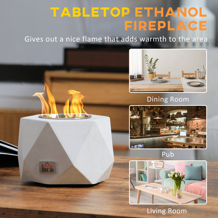 Indoor Tabletop Fire Pit Bowl - Alcohol-Fueled 15cm Concrete Firepit with Angular Design - Cozy Balcony Decor and Mini Fireplace for Home Ambiance