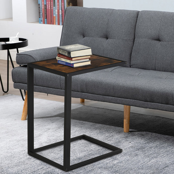 C-Shaped Accent Side Table - Sturdy Metal Frame Sofa End Table for Living Room, Bedroom - Convenient Couch Table for Holding Snacks & Drinks