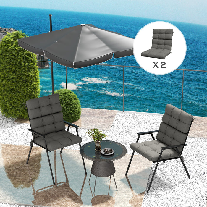 Garden Comfort Seating Set - 2-Piece Chair Cushion and Backrest in Charcoal Grey With Ties - Ideal for Patio Furniture Comfort Upgrade