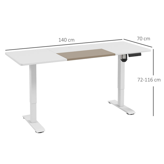 Height-Adjustable Electric Standing Desk - 140x70cm Sit Stand Workstation with 4 Memory Settings - Ergonomic Desk for Home Office Use