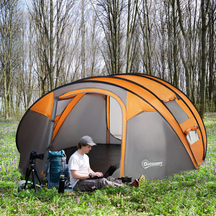 4-5 Person Instant Setup Tent - Waterproof Family Camping Shelter with Mesh and PVC Windows - Easy Transport for Outdoor Adventures