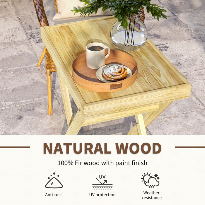 Outdoor Wooden Coffee Table - 68x44x75cm Patio Side Desk with Natural Finish - Ideal for Garden and Balcony Lounging