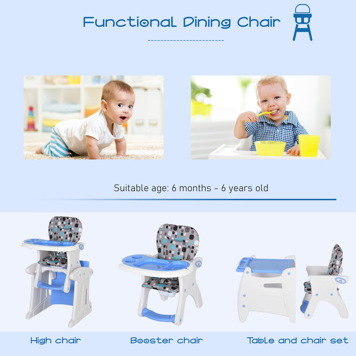 HDPE Baby Booster - 3-in-1 Convertible High Chair in Blue - Ideal for Feeding, Playtime, and Growing Toddlers