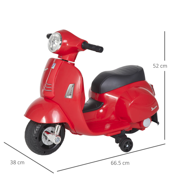 Vespa Electric Trike for Kids - Battery-Powered Motorcycle with Horn and Headlight, 6V Ride-On Toy - Ideal for Toddlers 18-36 Months in Vibrant Red