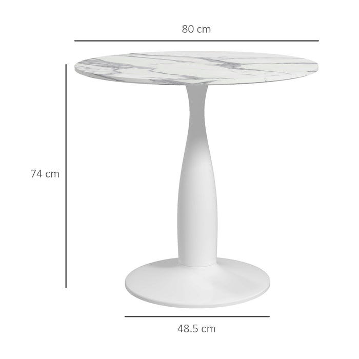 Modern Round Dining Table with Steel Base - Sturdy & Space-Efficient Design with Non-Slip Foot Pads - Ideal for Small Dining Rooms and Apartments