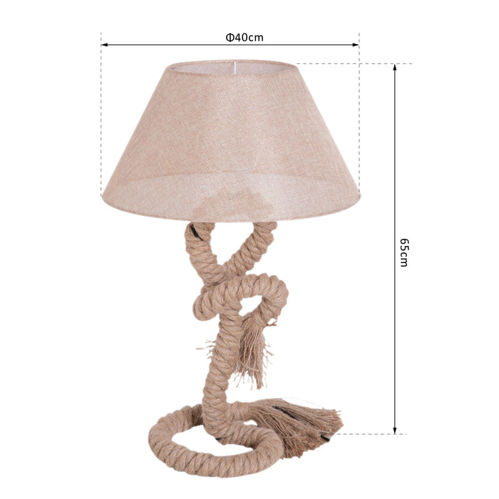 Nautical Twisted Rope Table Lamp - E27 Bedside Light for Bedroom & Living Room - Essential Beige Glow for Home Ambiance