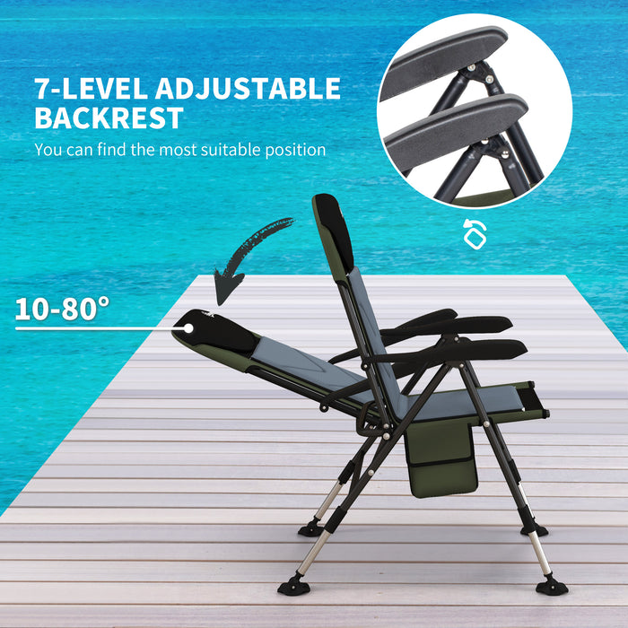 Foldable Metal Outdoor Fishing Chair with Adjustable Legs - Sturdy & Comfortable Design in Green/Black - Ideal for Anglers and Outdoor Enthusiasts