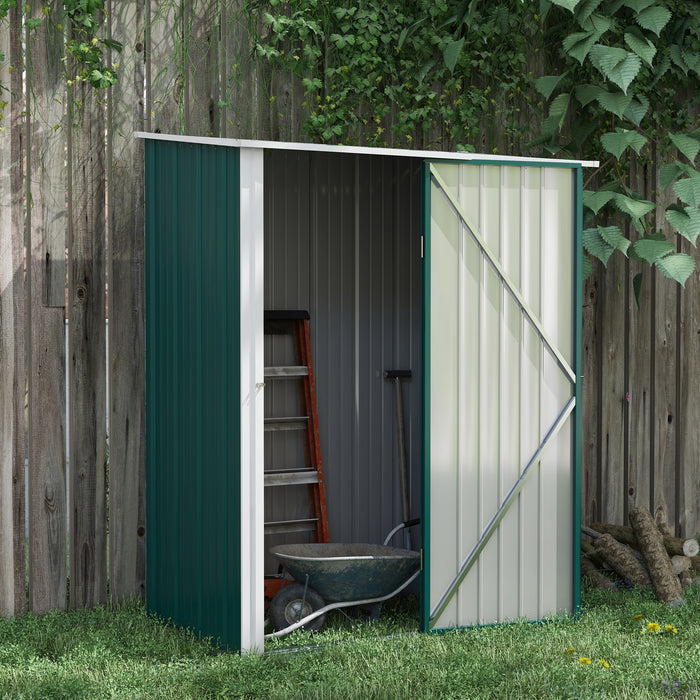 Garden Metal Storage Unit 5.3ft x 3.1ft - Weather-Resistant Outdoor Shed with Single Door - Space-Saving Solution for Patio, Lawn Equipment