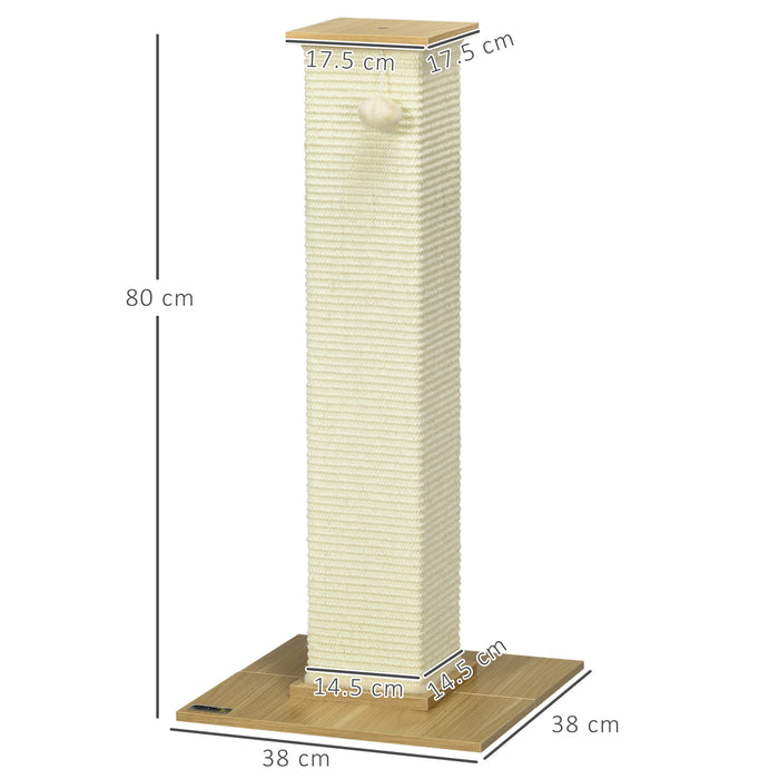 Scratching Post Cat Tree with Play Ball - 80 cm Tall, Durable Sisal Rope Design - Ideal for Cat Scratching and Playtime Needs