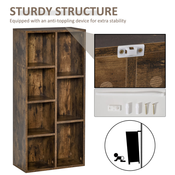 Industrial Cube Bookshelf - Rustic Brown Free Standing Display Cabinet with Storage Cubes - Ideal for Home Office, Living Room, or Study Organization