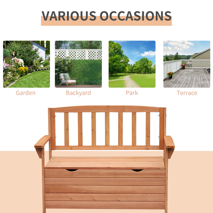 Outdoor All-Weather Garden Storage Bench - Patio Box with Solid Fir Wood Construction - Space-Saving Deck Seating Solution for Homeowners