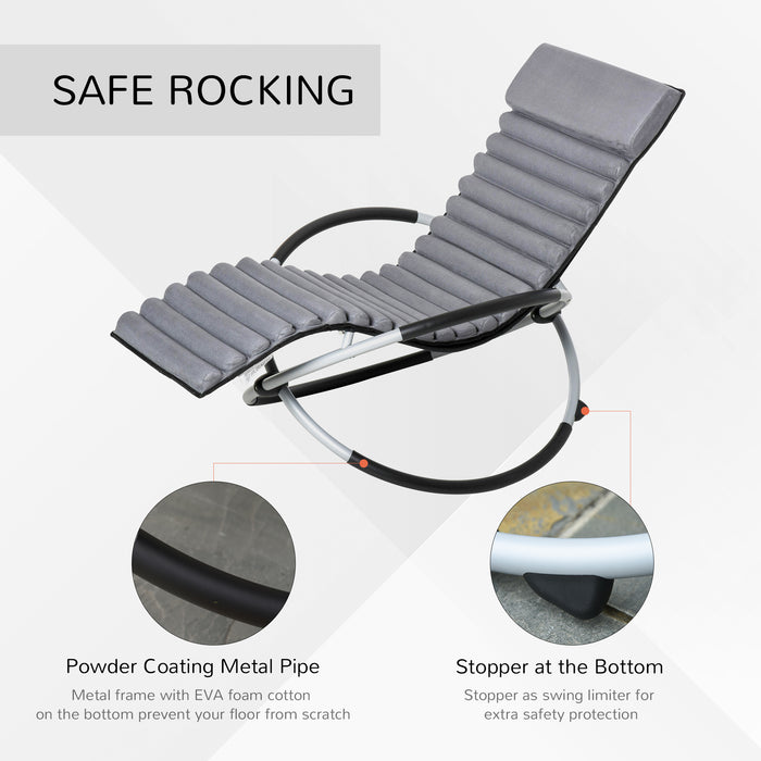 Orbital Rocking Chair with Anti-Drop Feature - Folding Lounger with Removable Mat, 2-in-1, 145x74x86cm in Black and Grey - Ideal for Relaxing and Comfort Outdoors