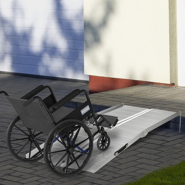 Aluminum Foldable Wheelchair Ramp - Textured 183x72cm, Portable Threshold Design for Accessibility - Ideal for Scooter, Steps, Home Stairs & Doorways