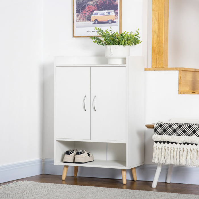 Modern Shoe Storage Cabinet - Entryway and Hallway Organizer with Doors and Shelves - Space-Saving Solution for Shoe Clutter