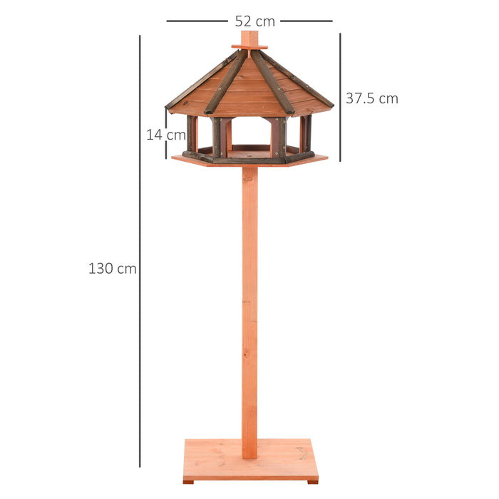 Outdoor Wooden Bird Feeder and Birdhouse - 130cm Water-Resistant Roof, Playstand Design - Ideal for Garden Wildlife Enthusiasts