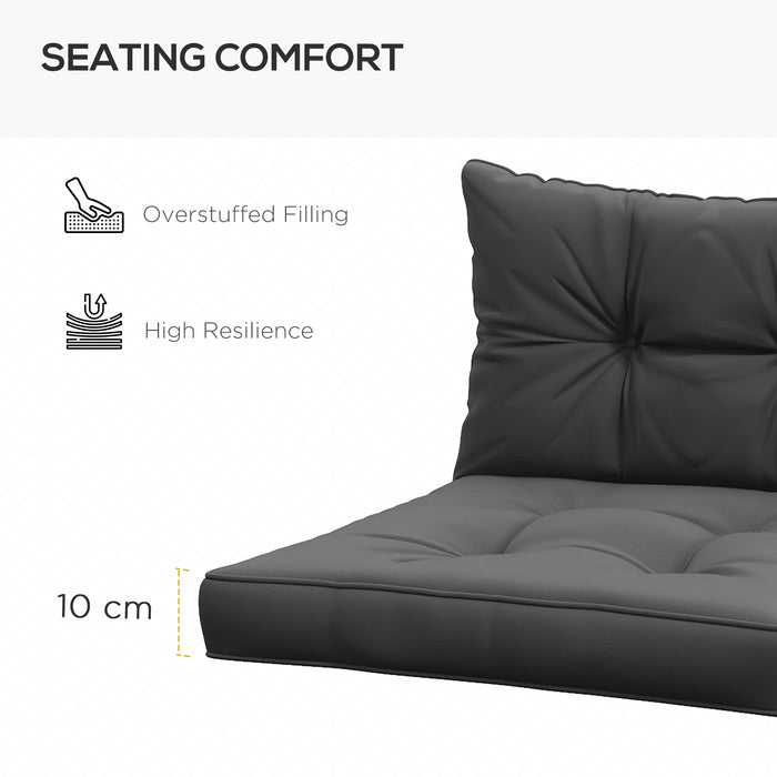 Patio Comfort Cushion Set - 4-Piece Seat and Back Pillow Combo, Charcoal Grey - Ideal for Indoor & Outdoor Seating Comfort