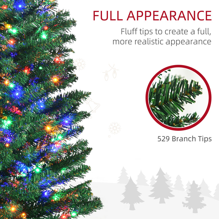 Artificial Prelit 7.5ft Pencil Christmas Tree - Holiday Décor with Colorful LED Lights and Sturdy Steel Base - Perfect for Festive Home Decoration