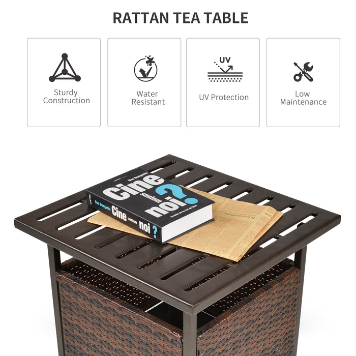 Rattan Wicker Patio Coffee Table with Umbrella Hole - Outdoor Furniture for Garden and Backyard - Elegant Brown Design for Entertaining and Leisure