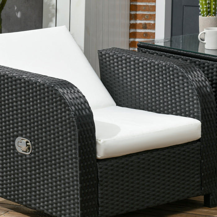 7 Seater Rattan Garden Furniture Set - Wicker Sofa, Recliner, Glass Table, 181cm - Ideal for Patio, Decking & Large Outdoor Spaces