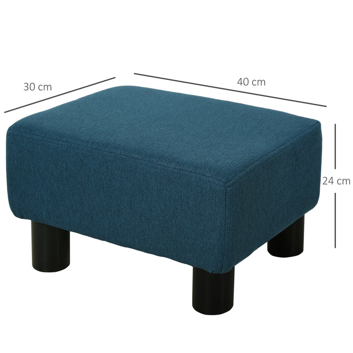 Linen Upholstered Ottoman Cube - Sturdy Plastic-Legged Footstool - Versatile Seating & Comfort for Living Spaces