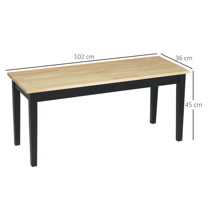 Wooden Dining Bench - 102 cm Wide, Seats 2, Perfect for Kitchen & Entryway - Natural Wood Look for Cozy Home Spaces