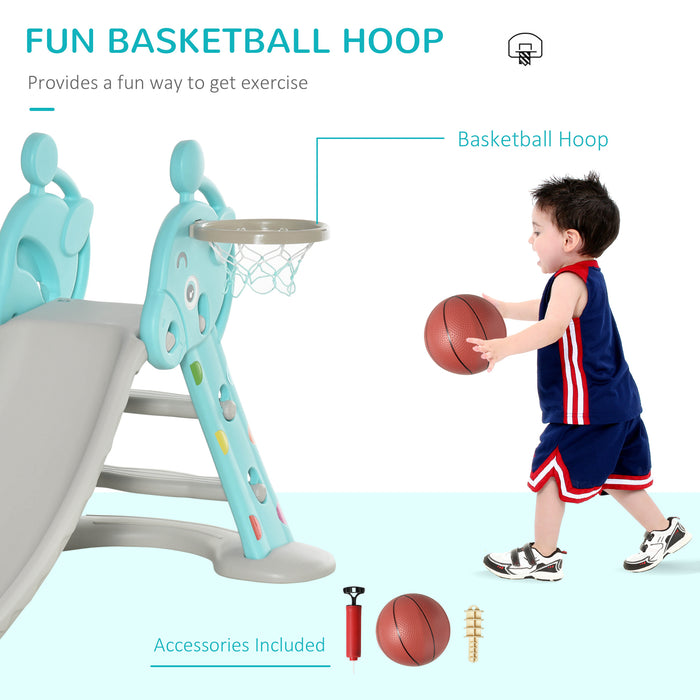 Kids 2-in-1 Slide and Basketball Hoop Combo - Deer-Themed Freestanding Playset for Exercise and Fun - Perfect for Toddlers Aged 18 Months to 4 Years