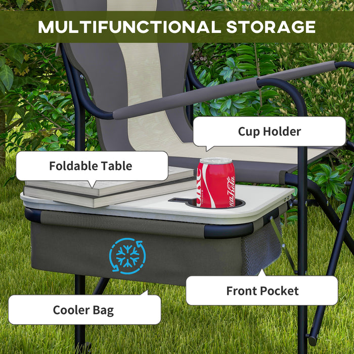 Aluminium Directors Chair - Portable Folding Chair with Side Table, Cup Holder & Cooler Bag for Campers - Outdoor Seating Solution with Storage for Adults