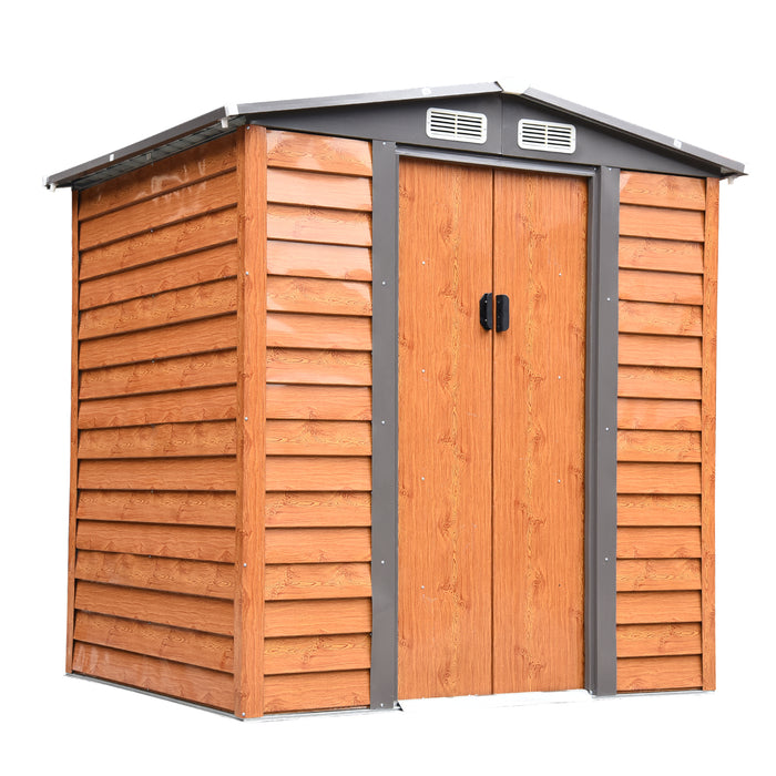 Garden Storage Shed - 6x5 ft Apex Tool Store with Foundation and Ventilation - Ideal for Outdoor Gardening Equipment, Brown