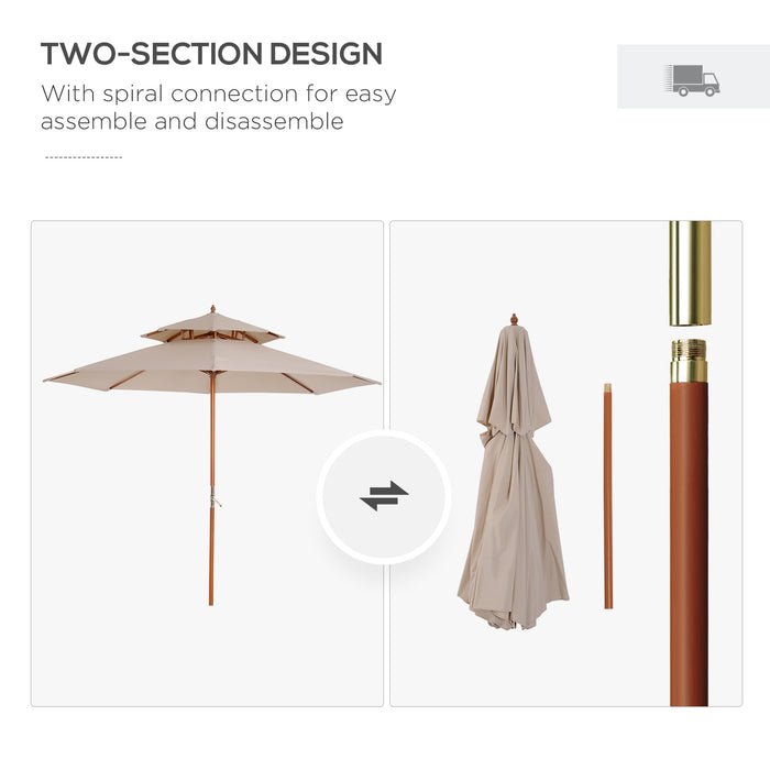 Beige Outdoor Patio Umbrella - Waterproof and UV Protection - Ideal for Garden, Deck, and Poolside Relaxation