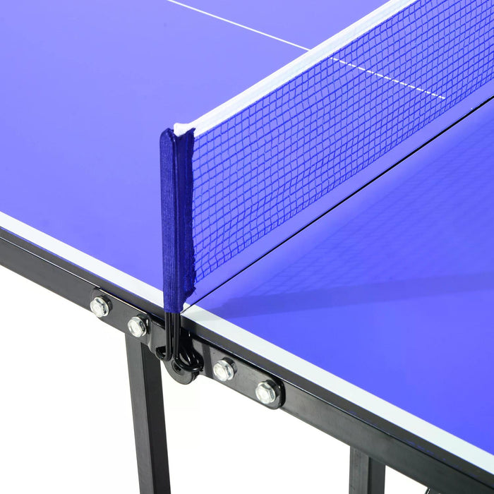 Compact Folding Table Tennis Set - Mini Professional Ping Pong Table with Net, Blue - Ideal for Games, Sports Training & Quick Play Spaces