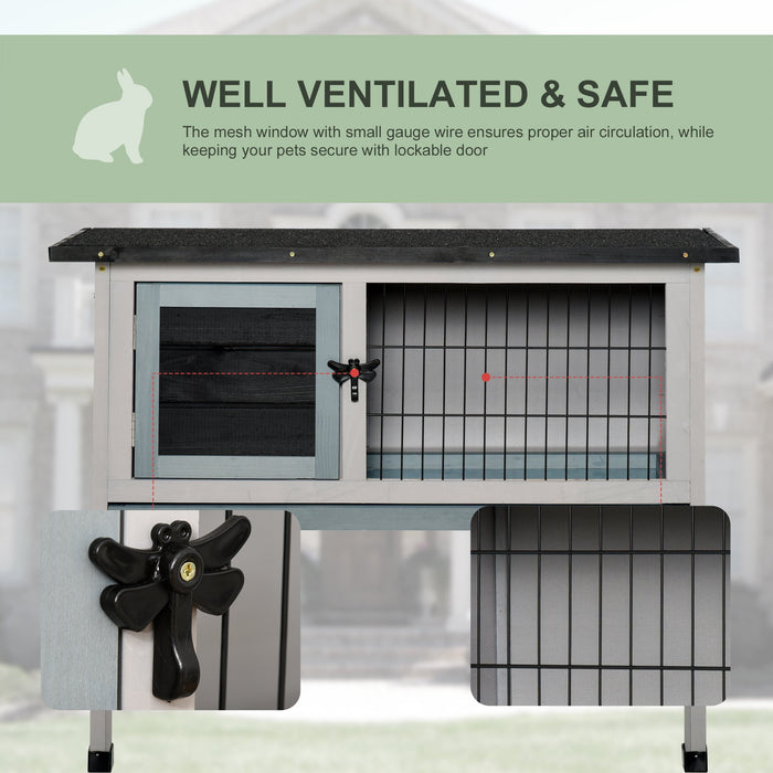 Outdoor Fir Wood Rabbit Hutch - Elevated and Weather-Resistant Design - Ideal for Backyard Pet Safety and Comfort