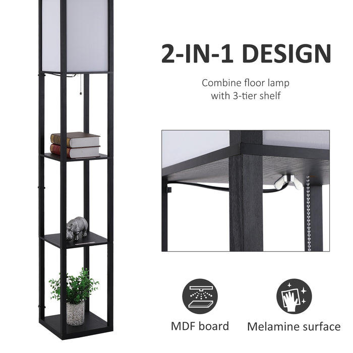 Modern Shelf Floor Lamp - 4-Tier Open Shelving for Soft Lighting and Storage Display - Ideal for Living Room Organization and Ambiance