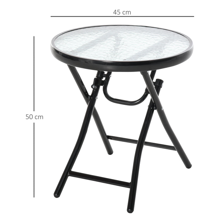 Foldable Glass-Top Garden Table - Round, Durable Patio Table with Safety Buckle - Ideal for Outdoor & Indoor Use