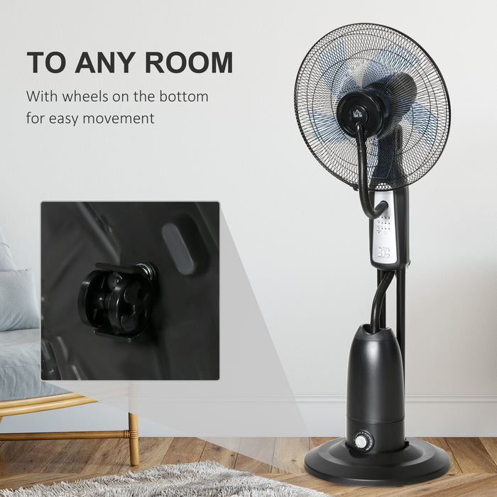 Pedestal Fan with Water Mist Feature - Humidifying 3-Speed Standing Fan, 2.8L Tank, Timer & Remote Control - Ideal for Cooling and Comfort in Dry Climates