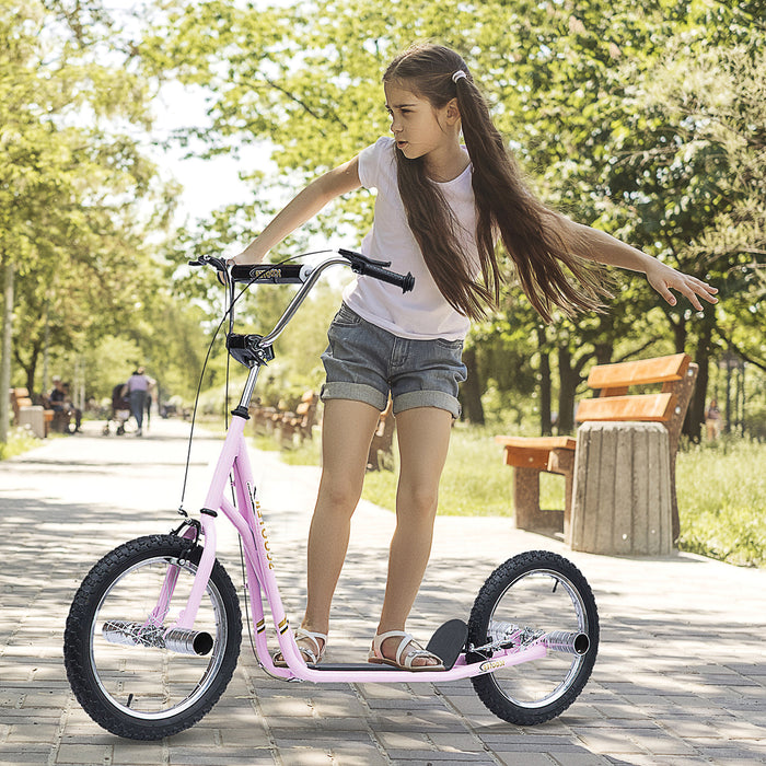 Pneumatic 16-Inch Tire Scooter in Pink - Non-Electric, Air-Filled Wheels for Smooth Ride - Perfect for Outdoor Fun and Easy Transport