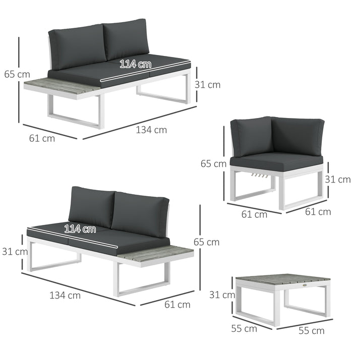 5-Level Recline Patio Garden Set - Corner Sofa & Conversation Sectional with Cushions and Coffee Table - Ideal for Outdoor Lounging and Entertaining