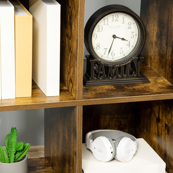 Industrial Style Bookshelf with 6-Tier Storage - Multipurpose Freestanding Shelving Unit in Rustic Brown - Ideal for Living Room and Home Office Organization