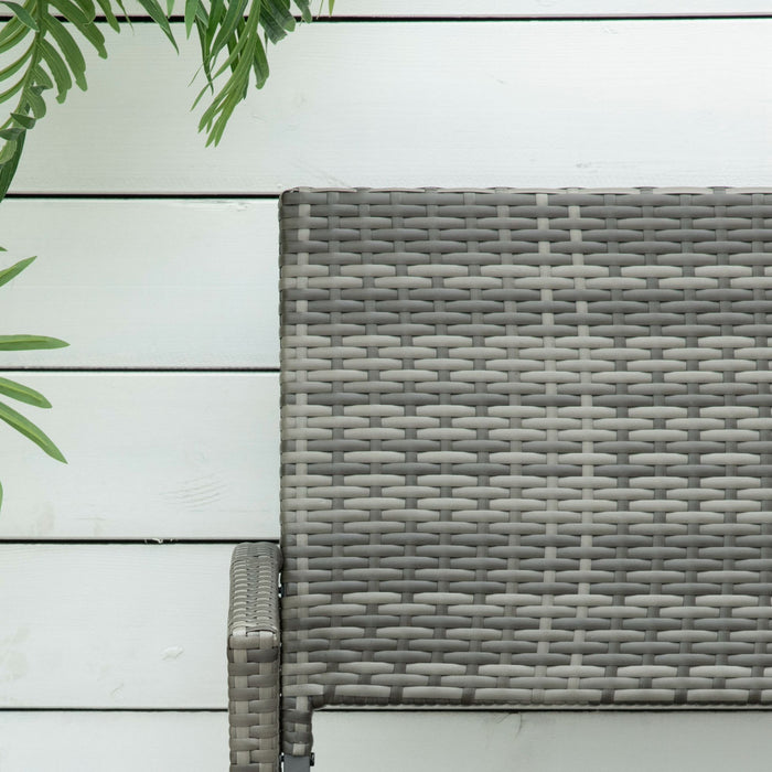 Patio Rattan 2-Seater Bench - Wicker Weave Loveseat Armchair in Grey - Ideal for Outdoor, Garden & Conservatory Spaces