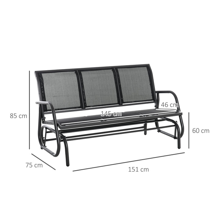 3-Person Outdoor Glider Bench - Rocking Garden Patio Loveseat with Sturdy Metal Frame - Comfortable Seating for Patio, Garden, Porch