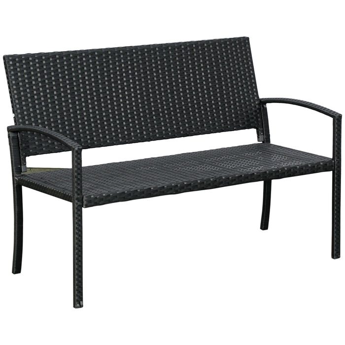 Rattan Chair 2-Seater Loveseat - Black Rattan Outdoor Furniture - Perfect for Couples and Patio Conversations