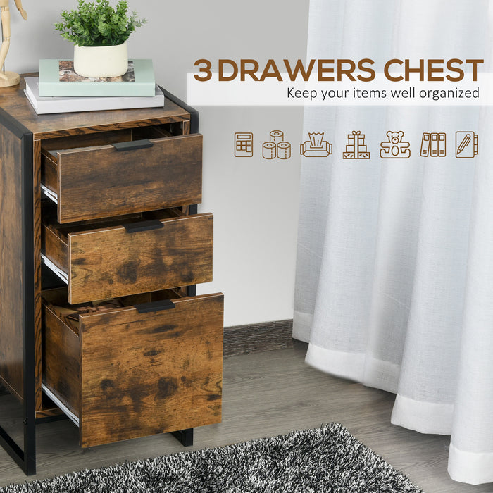 Industrial Storage Tower - Metal Frame with 3 Drawers, Freestanding Unit for Bedroom or Living Room Organization - Ideal for Home Clutter Control and Space Optimization