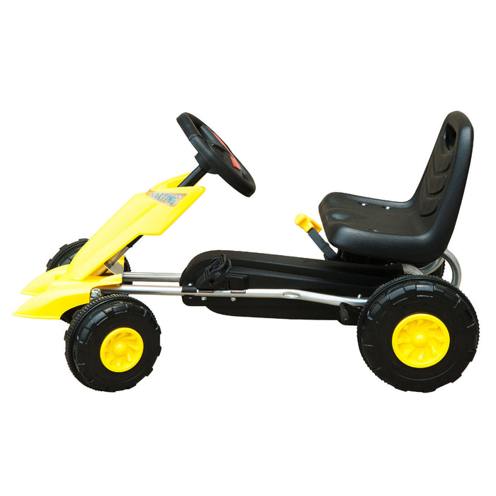 Pedal Go Kart - Durable Yellow & Black Racing Cart for Kids - Outdoor Fun and Exercise Vehicle