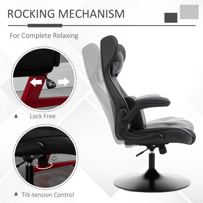 Ergonomic Racing Gaming Chair - Lumbar Support, Swivel Base, Flip-up Armrests, Integrated Headrest - Comfort for Gamers and Home Office Users