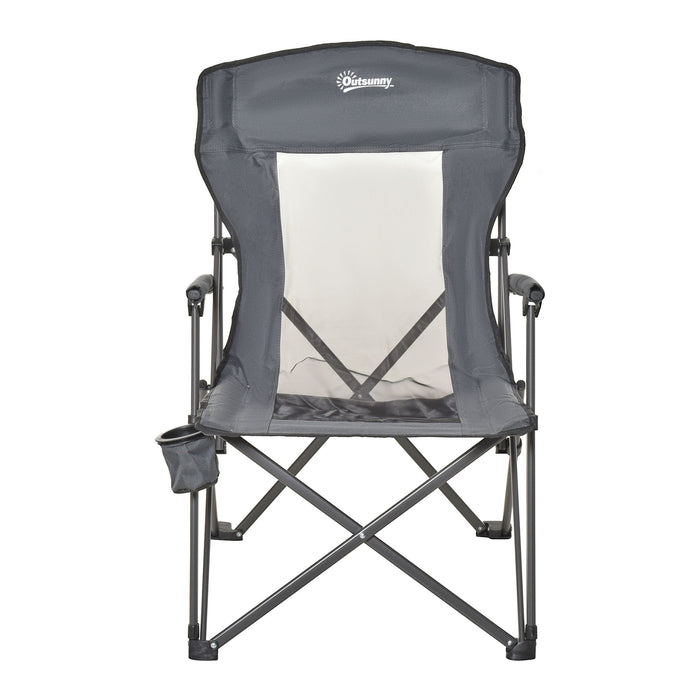 Heavy-Duty Folding Camp Chair with Cup Holder - Supports up to 136kg, Ideal for Outdoor Activities - Great for Campers, Festival-Goers & Beach BBQ Enthusiasts