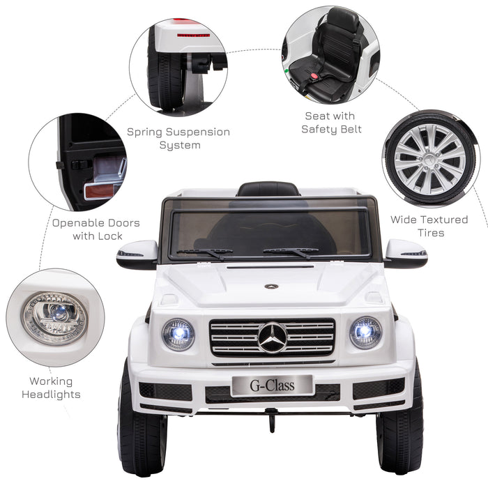 Mercedes Benz G500 Kids Electric Ride On Car - 12V Battery-Powered with MP3, Music, Lights & Suspension Wheels - Parental Remote Control for Safe Play