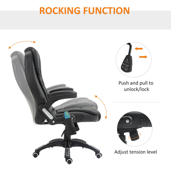 Executive Heated Massage Chair - High-Back PU Leather with Tilt and Recline Features - Comfort for Office Use and Relief from Back Tension