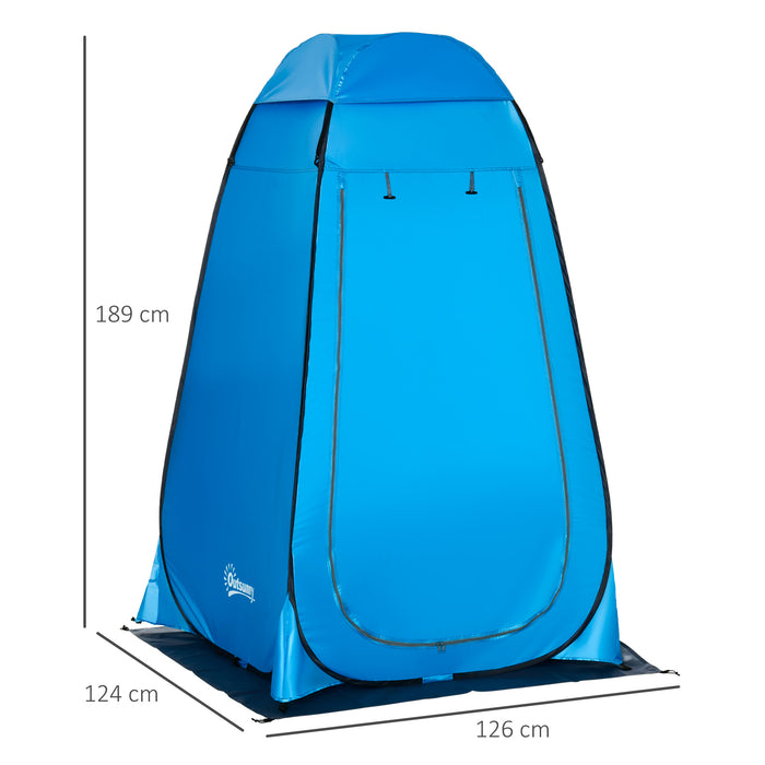 Portable Pop-Up Camping Shower Tent - Outdoor Privacy Shelter for Changing, Dressing, Bathing - Includes Storage Room and Carrying Bag for Hikers, Blue